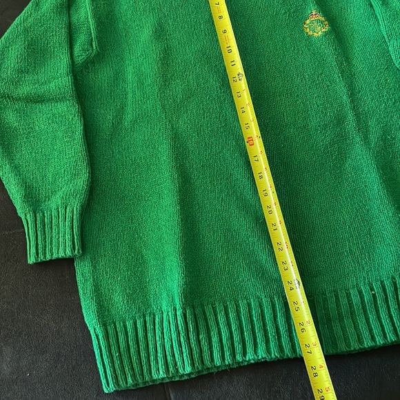 Lauren, grass green cotton sweater, long length, shorter sleeves, size M, like n - Picture 4 of 6